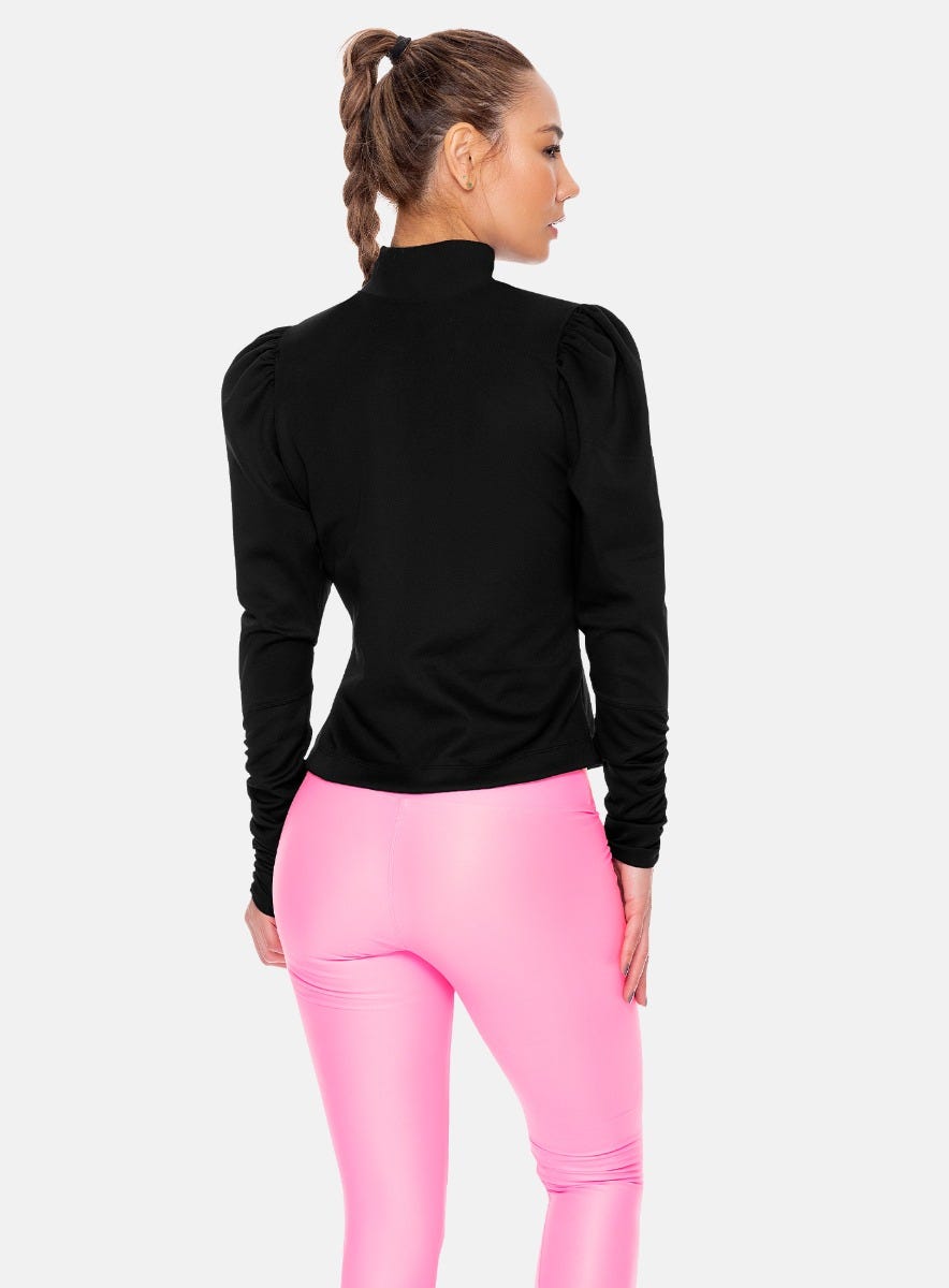 chaqueta  larga con mangas bombachas y recogido