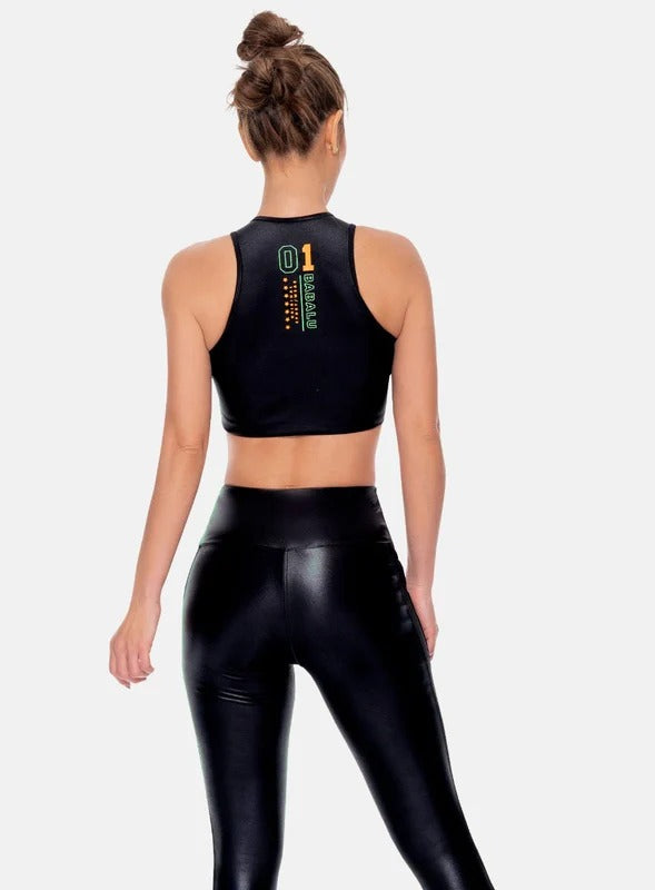 TOP DEPORTIVO TELA APARIENCIA CUERO - PRECIO ESPECIAL