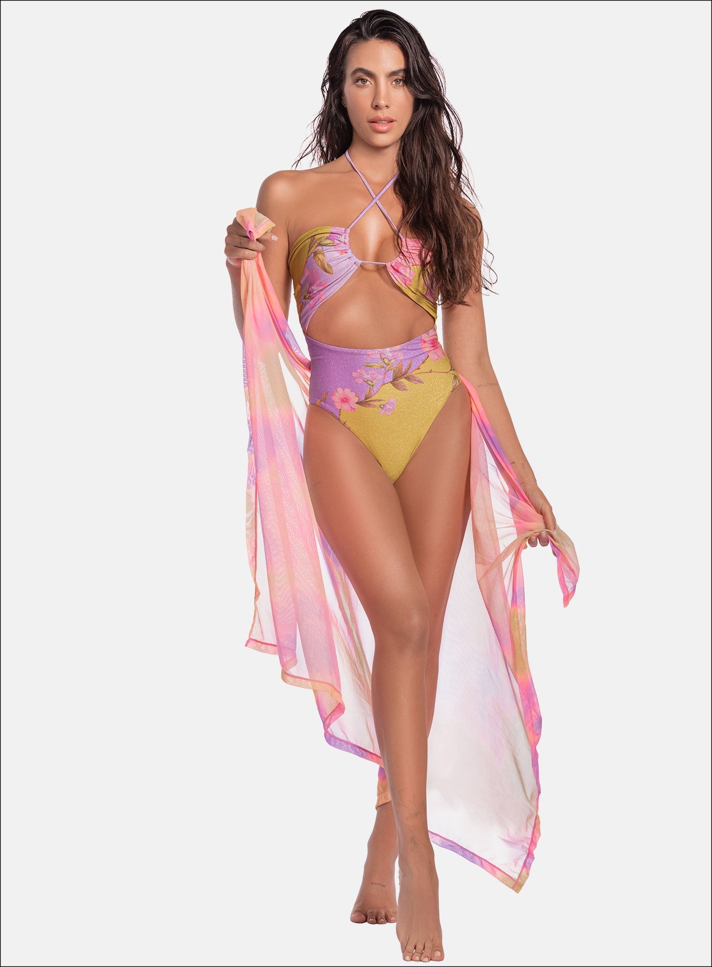 VESTIDO DE BAÑO ENTERO TELA EFECTO BRILLO - PRECIO ESPECIAL